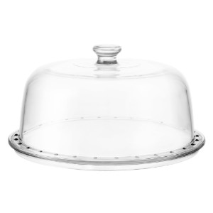 Platou servire tort, cu capac, sticla, 31cm, "Palladio" - Borgonovo
