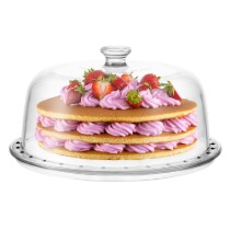 Platou servire tort, cu capac, sticla, 31cm, "Palladio" - Borgonovo