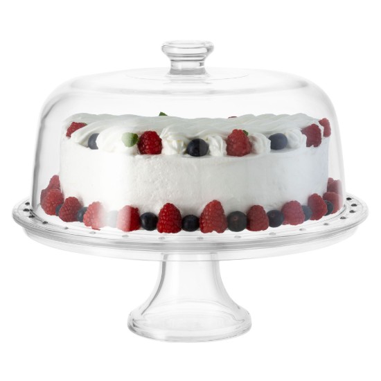 Platou tort cu picior si capac, sticla, 31cm, "Palladio" - Borgonovo