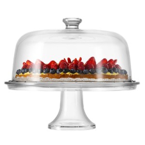 Platou tort cu picior si capac, sticla, 31cm, "Palladio" - Borgonovo