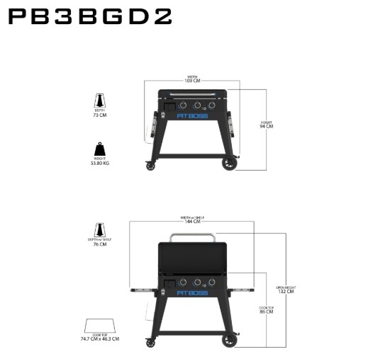 Gratar pe gaz tip plancha cu 3 arzatoare Pit Boss Ultimate Plancha 10810