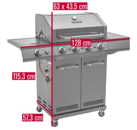 Gratar pe gaz Char-Broil Advantage Core B4 cu 4 arzatoare si arzator lateral, grile din fonta, TRU-Infrared 140971