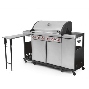 Bucatarie de exterior pe gaz Grill Chef Landmann 22174, 6 arzatoare inox si 1 arzator ceramic infrarosu MaxX-Zone