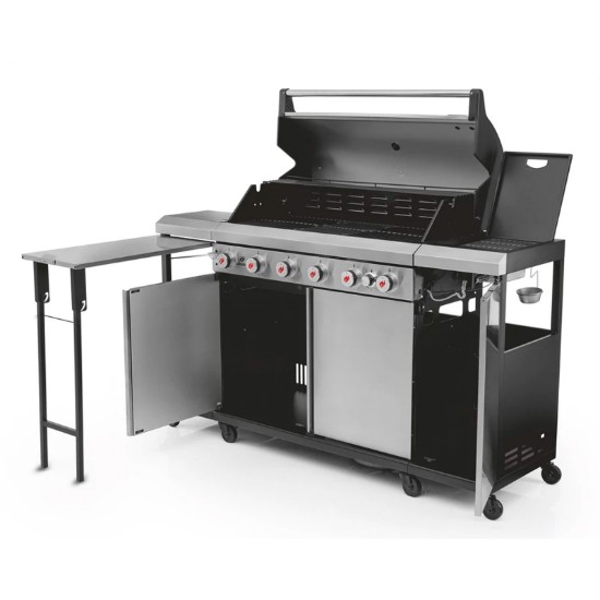 Bucatarie de exterior pe gaz Grill Chef Landmann 22174, 6 arzatoare inox si 1 arzator ceramic infrarosu MaxX-Zone