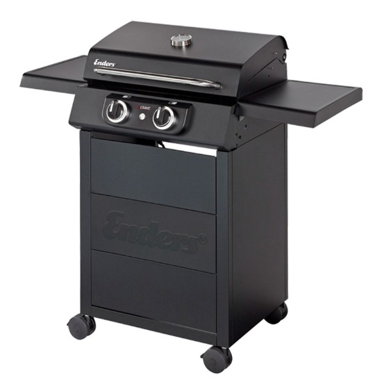 Gratar electric 2,6 Kw, grile din fonta emailata, capac cu pereti dubli, inox si aluminiu, Enders eCrave 97116