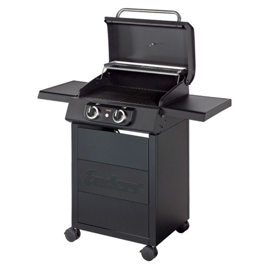 Gratar electric 2,6 Kw, grile din fonta emailata, capac cu pereti dubli, inox si aluminiu, Enders eCrave 97116