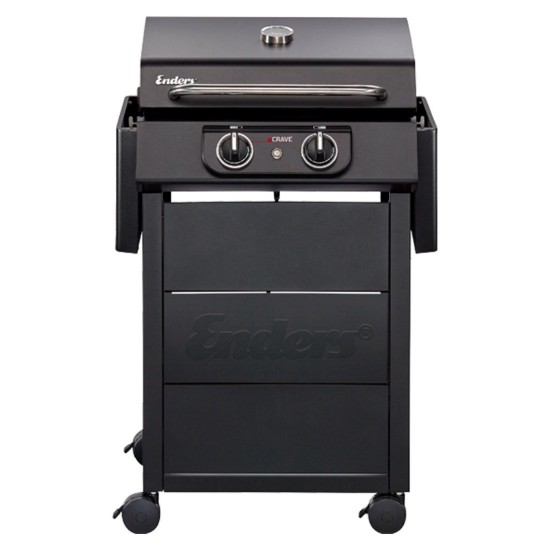 Gratar electric 2,6 Kw, grile din fonta emailata, capac cu pereti dubli, inox si aluminiu, Enders eCrave 97116