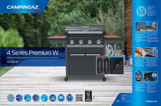 Gratar pe gaz Campingaz seria 4 Premium W, 4 arzatoare, sistem Blue Flame, aprindere electronica - 2185406