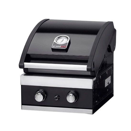 Gratar pe gaz cu 2 arzatoare din inox, incastrabil, gratare din fonta, Grandhalll Classic K02000232A