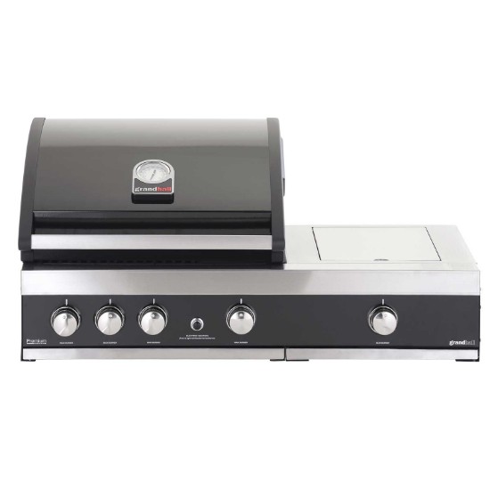 Gratar pe gaz cu 3 arzatoare din inox Grandhall Premium GT3 si arzator lateral sear burner K03000281A, incastrabil