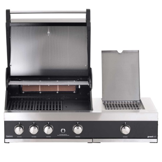 Gratar pe gaz cu 3 arzatoare din inox Grandhall Premium GT3 si arzator lateral sear burner K03000281A, incastrabil
