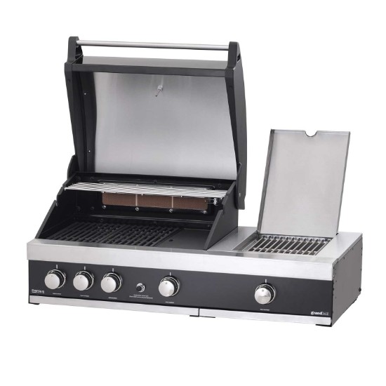 Gratar pe gaz cu 3 arzatoare din inox Grandhall Premium GT3 si arzator lateral sear burner K03000281A, incastrabil