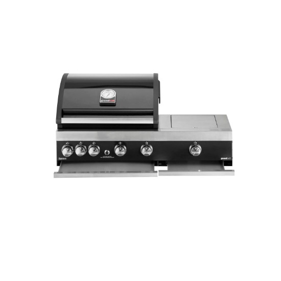 Gratar pe gaz cu 4 arzatoare din inox Grandhall Premium G4 plus si arzator lateral sear burner K04000326A, incastrabil