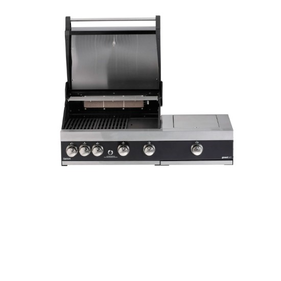 Gratar pe gaz cu 4 arzatoare din inox Grandhall Premium G4 plus si arzator lateral sear burner K04000326A, incastrabil