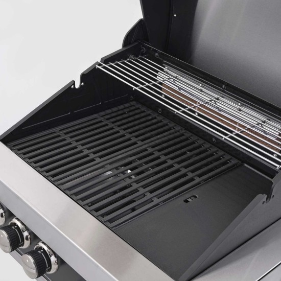 Gratar pe gaz cu 4 arzatoare din inox Grandhall Premium G4 plus si arzator lateral sear burner K04000326A, incastrabil