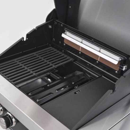 Gratar pe gaz cu 4 arzatoare din inox Grandhall Premium G4 plus si arzator lateral sear burner K04000326A, incastrabil