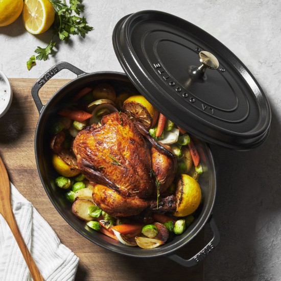 Oala cocotte ovala, fonta, 31cm/5,5 l, Black - Staub
