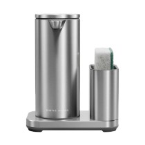 Dozator cu senzor si suport pentru burete, 266 ml, inox, Brushed - simplehuman