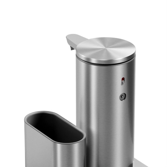 Dozator cu senzor si suport pentru burete, 266 ml, inox, Brushed - simplehuman