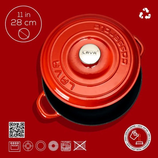 Cratita fonta, 28cm/3,26L, "New Heritage", Rosu - LAVA