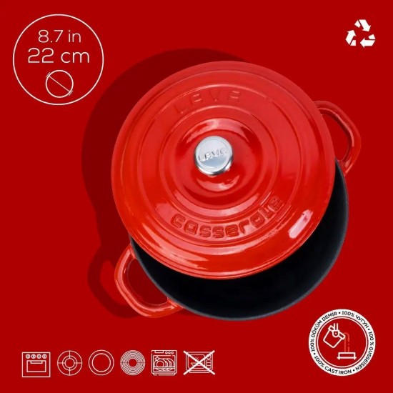 Cratita fonta, 22cm/3,31L, "New Heritage", Rosu - LAVA