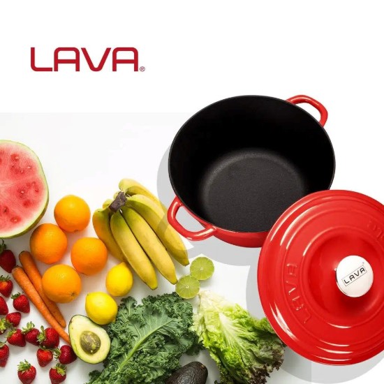 Cratita fonta, 26cm/4,86L, "New Heritage", Rosu - LAVA