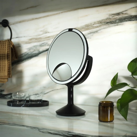 Oglinda cosmetica cu senzor, 25 cm, "Trio Max", Matte Black Steel - simplehuman