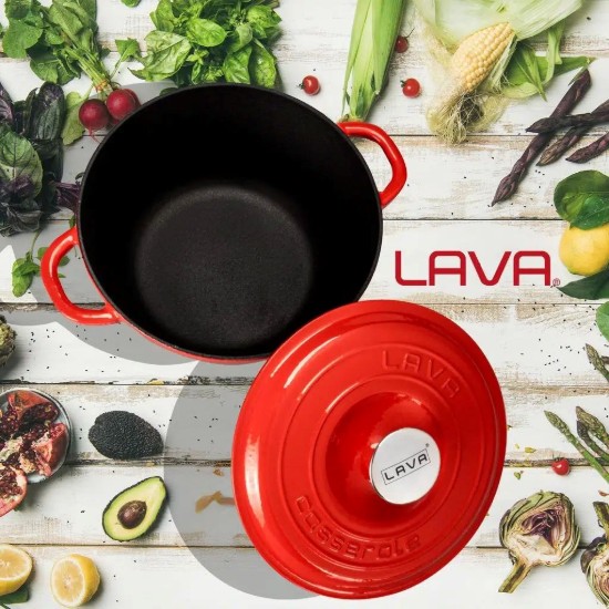 Cratita fonta, 24cm/4,07L, "New Heritage", Rosu - LAVA