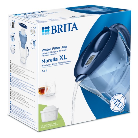 Cana filtranta BRITA MAXTRA Marella XL 3,5 (blue), 1 x filtru Pure Performance
