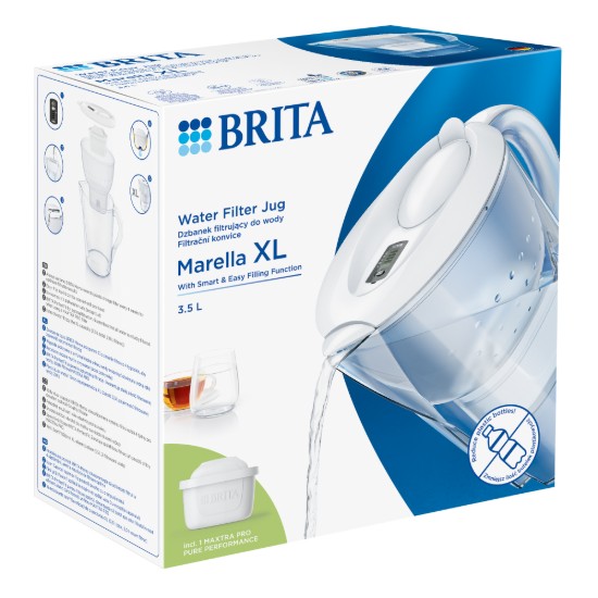 Cana filtranta BRITA MAXTRA Marella XL 3,5 (white), 1 x filtru Pure Performance