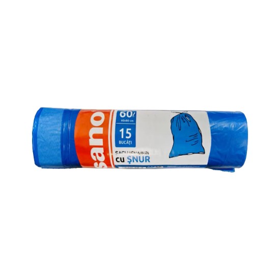 Saci menajeri, 60L, 15 bucati, Albastru - Sano