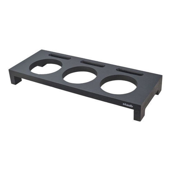 Suport pentru 3 mini-cocotte, din lemn - Staub
