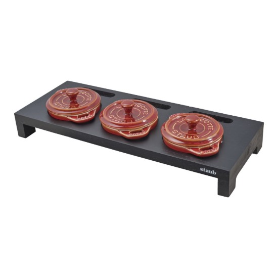 Suport pentru 3 mini-cocotte, din lemn - Staub