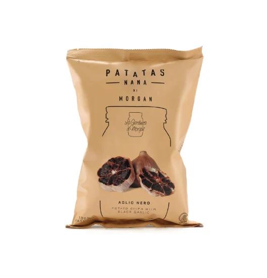Chipsuri Patatas Nana cu usturoi negru by Morgan, 100 g ℮ - Patatas Nana