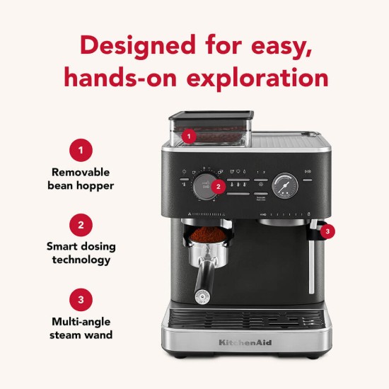 Espressor electric semi-automat, 1500W, Cast Iron Black - KitchenAid