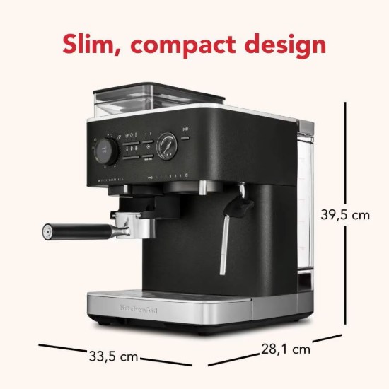 Espressor electric semi-automat, 1500W, Cast Iron Black - KitchenAid