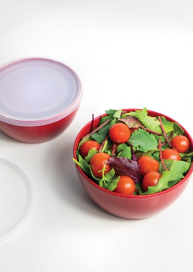 Set 4 boluri preparare, plastic, cu capac, Empire Red - KitchenAid