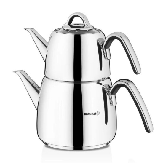 Ceainic turcesc dublu, inox, 1L/2L, "Vertex" - Korkmaz