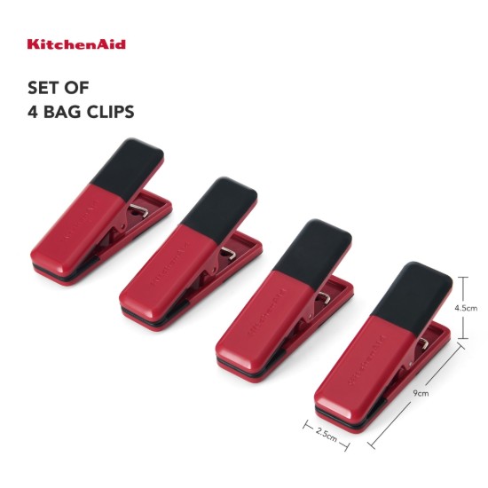 Set 4 cleme / clipsuri pentru pungi, plastic, Empire Red - KitchenAid