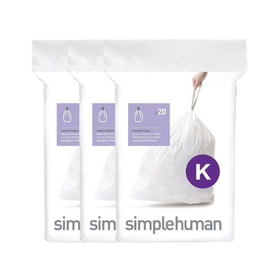 Saci de gunoi cod K, 35-45 L/ 60 buc., plastic - simplehuman