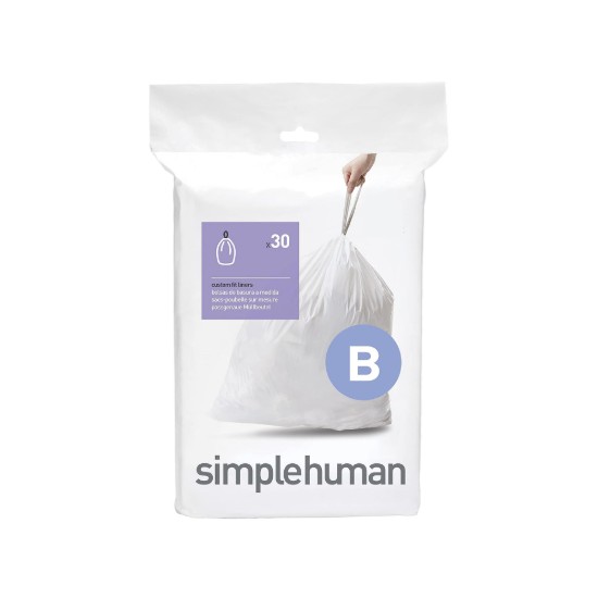 Saci de gunoi cod B, 6 L/ 30 buc, plastic - simplehuman