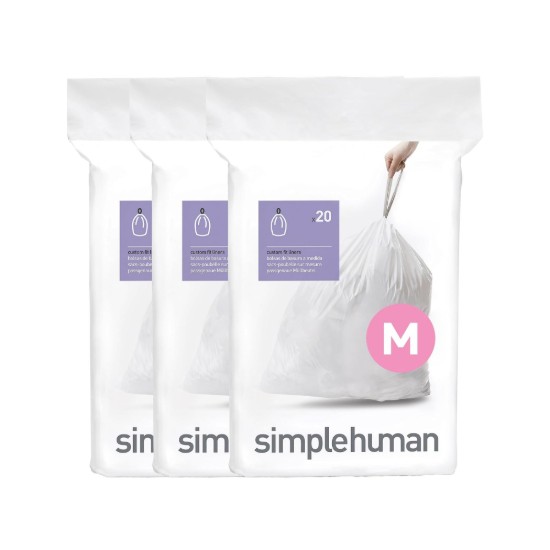 Saci de gunoi cod M, 45 L/60 buc., plastic - simplehuman