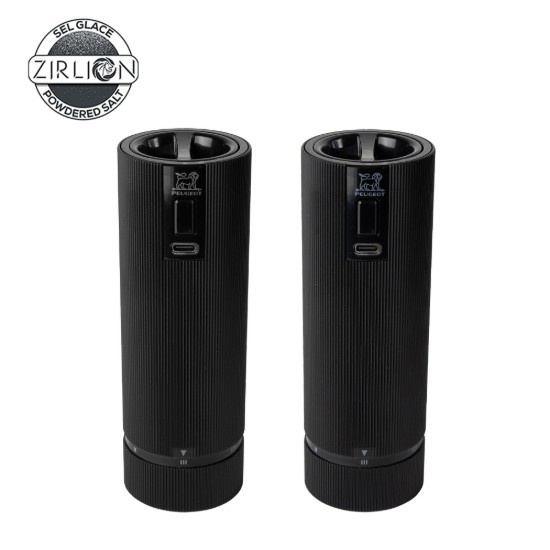 Set 2 rasnite electrice sare si piper, 15 cm, "Line Z", Matte Black - Peugeot