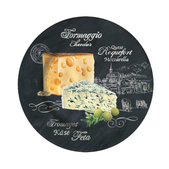 Set 4 platouri pentru branzeturi, portelan, 19 cm, "World of Cheese" - Easy Life