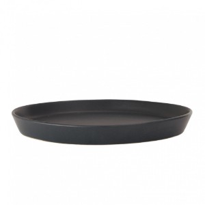 Farfurie ceramica, 25cm, Novum Vulcano, negru carbon mat, gresie glazurata manual