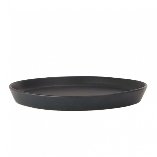 Farfurie ceramica, 20cm, Novum Vulcano, negru carbon mat, gresie glazurata manual