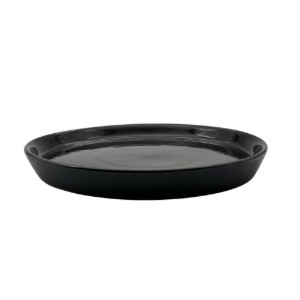 Farfurie ceramica, 25cm, Novum Vulcano Duo, negru lucios, gresie glazurata manual
