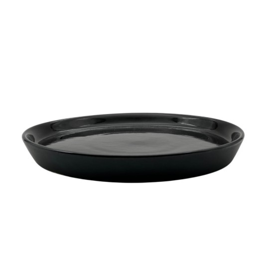 Farfurie ceramica, 25cm, Novum Vulcano Duo, negru lucios, gresie glazurata manual