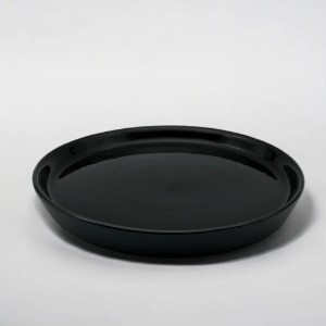 Farfurie ceramica, 25cm, Novum Vulcano Duo, negru lucios, gresie glazurata manual