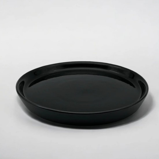 Farfurie ceramica, 25cm, Novum Vulcano Duo, negru lucios, gresie glazurata manual